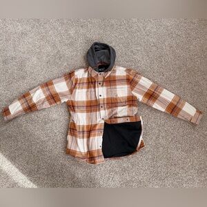 Carhartt Orange and Gray Hooded Flannel Lined